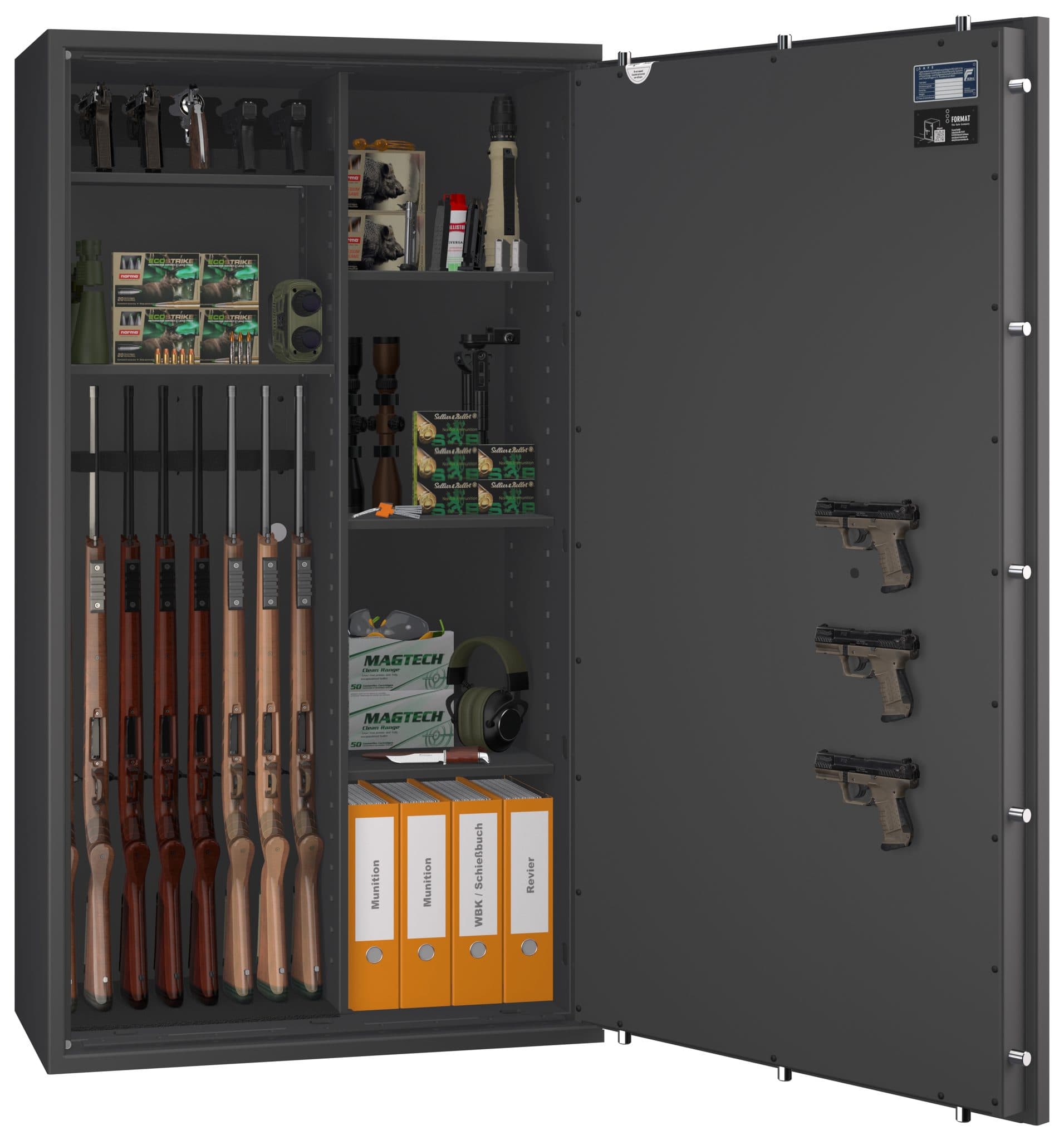 Waffenschrank EN 1143-1 Gun Safe 0 /1-8 Kombi mit Regalteil