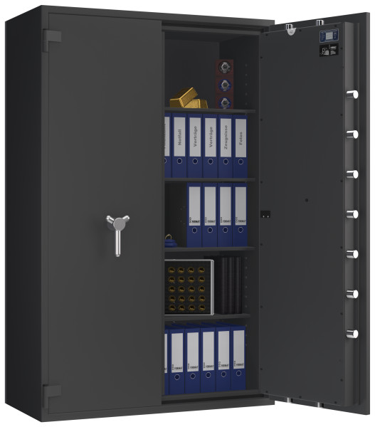 Tresor VdS Klasse 3 Rubin Pro 70, Grad 3 EN 1143-1, Zweitürig, feuerfest, für Bargeld, Schmuck und wichtige Unterlagen
