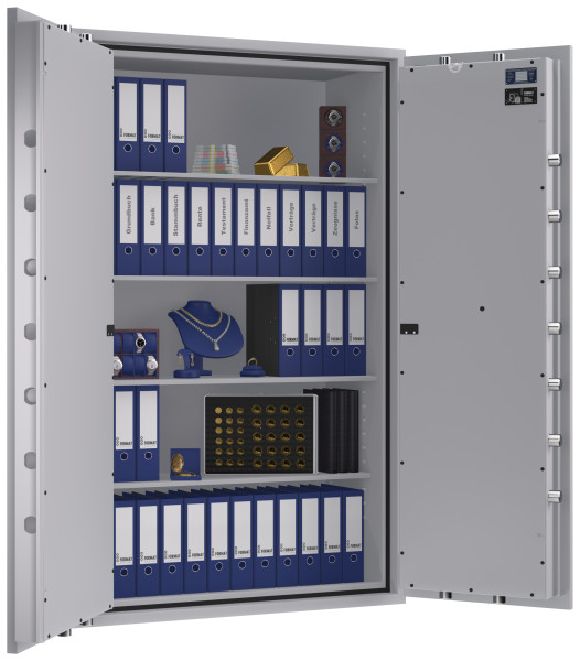 Tresor VdS Klasse 3 Rubin Pro 70, Grad 3 EN 1143-1, Zweitürig, feuerfest, für Bargeld, Schmuck und wichtige Unterlagen