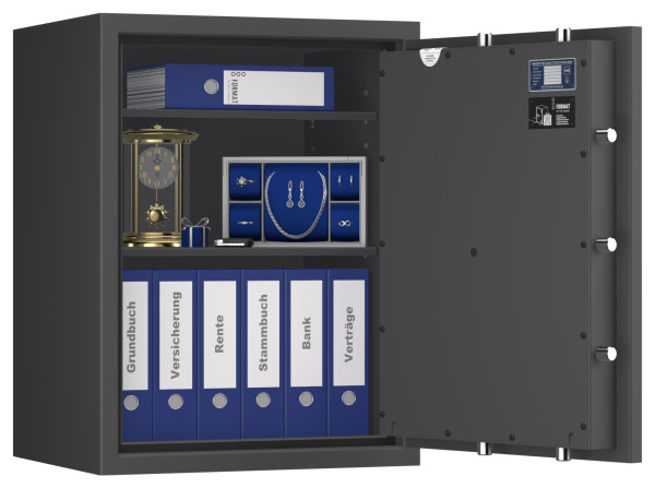 Tresor VdS Klasse 0/N Libra 20, Widerstandsgrad 0 EN 1143-1, feuerfest, für Bargeld, Schmuck, Aktenordner und wichtige Unterlagen