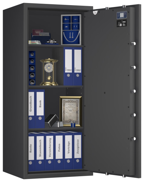 Tresor VdS Klasse 0/N Libra 55, Widerstandsgrad 0 EN 1143-1, feuerfest, für Bargeld, Schmuck, Aktenordner und wichtige Unterlagen