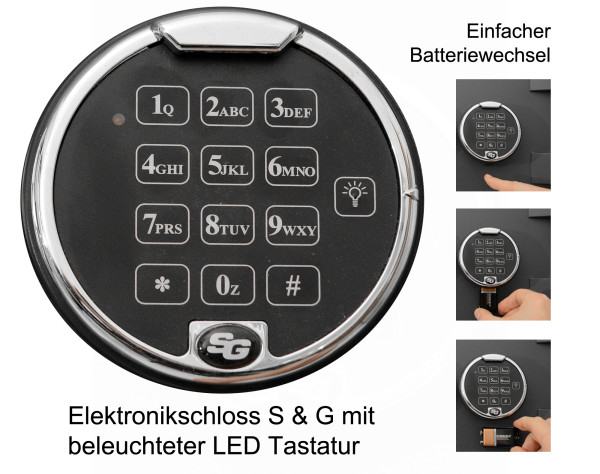 Elektronikschloss für Waffenschrank EN 1143-1 GS 1 für 8  Waffen Tresor Waffentresor