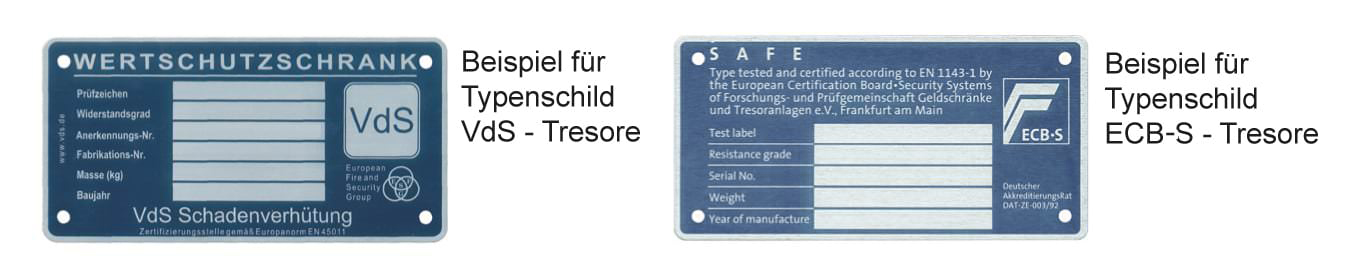 Tresor, Tresor EN 1143-1 und Wertschutzschrank VDS Klasse 1, Klasse 2, Klasse 3, Klasse 4 und VDS Klasse 5